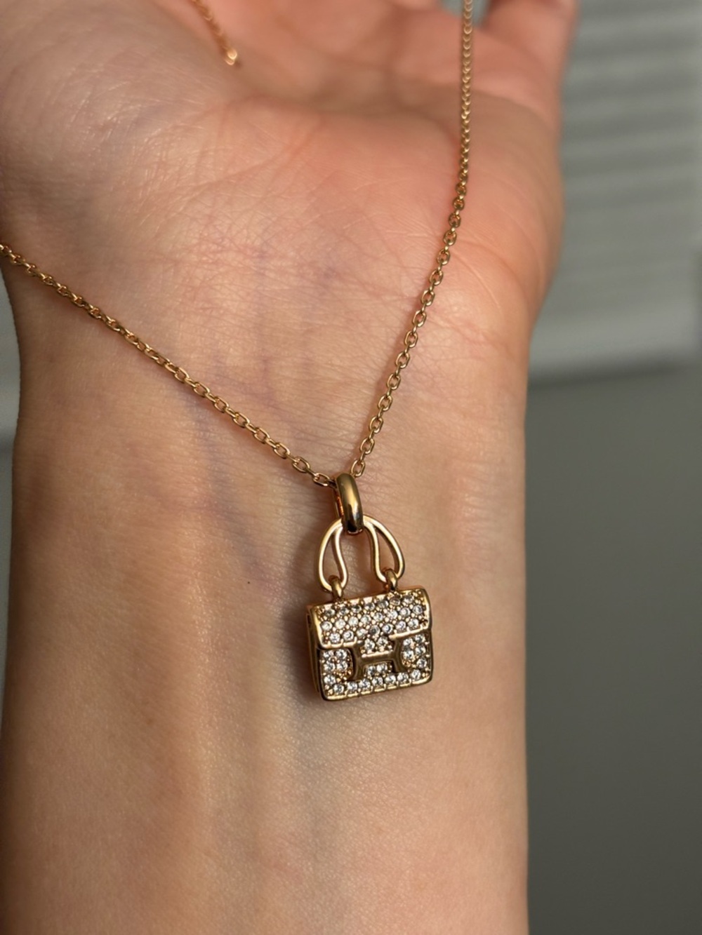 Gold Constance Mini H Bag Pendant Necklace — Women Jewelry